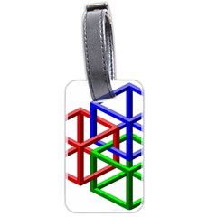 Impossible Cubes Red Green Blue Luggage Tags (two Sides) by Mariart