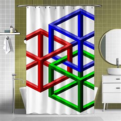 Impossible Cubes Red Green Blue Shower Curtain 48  X 72  (small)  by Mariart