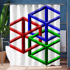 Impossible Cubes Red Green Blue Shower Curtain 60  X 72  (medium)  by Mariart