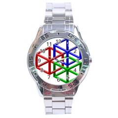 Impossible Cubes Red Green Blue Stainless Steel Analogue Watch by Mariart