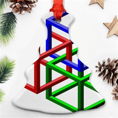 Impossible Cubes Red Green Blue Ornament (christmas Tree)  by Mariart