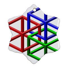 Impossible Cubes Red Green Blue Snowflake Ornament (two Sides) by Mariart