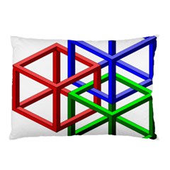 Impossible Cubes Red Green Blue Pillow Case (two Sides) by Mariart