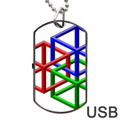 Impossible Cubes Red Green Blue Dog Tag Usb Flash (one Side)