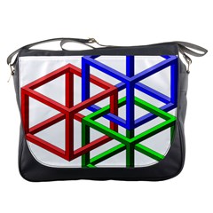 Impossible Cubes Red Green Blue Messenger Bags by Mariart