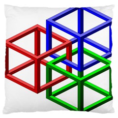 Impossible Cubes Red Green Blue Large Cushion Case (one Side) by Mariart