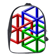 Impossible Cubes Red Green Blue School Bags (xl)  by Mariart