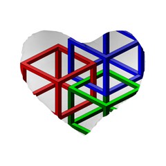 Impossible Cubes Red Green Blue Standard 16  Premium Heart Shape Cushions by Mariart