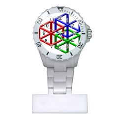 Impossible Cubes Red Green Blue Plastic Nurses Watch by Mariart