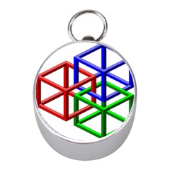 Impossible Cubes Red Green Blue Mini Silver Compasses by Mariart