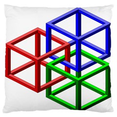 Impossible Cubes Red Green Blue Standard Flano Cushion Case (one Side) by Mariart