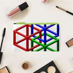 Impossible Cubes Red Green Blue Cosmetic Bag (xs) by Mariart