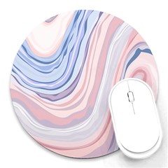 Marble Abstract Texture With Soft Pastels Colors Blue Pink Grey Round Mousepads