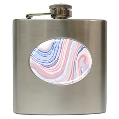 Marble Abstract Texture With Soft Pastels Colors Blue Pink Grey Hip Flask (6 Oz) by Mariart