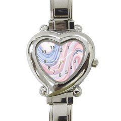 Marble Abstract Texture With Soft Pastels Colors Blue Pink Grey Heart Italian Charm Watch by Mariart