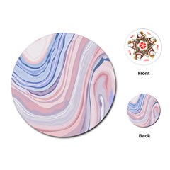 Marble Abstract Texture With Soft Pastels Colors Blue Pink Grey Playing Cards (round)  by Mariart