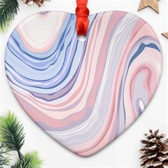 Marble Abstract Texture With Soft Pastels Colors Blue Pink Grey Heart Ornament (two Sides) by Mariart