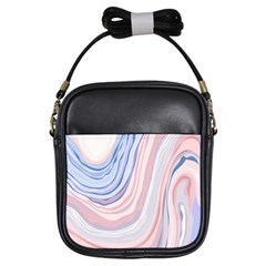 Marble Abstract Texture With Soft Pastels Colors Blue Pink Grey Girls Sling Bags by Mariart