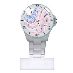 Marble Abstract Texture With Soft Pastels Colors Blue Pink Grey Plastic Nurses Watch