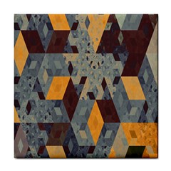 Apophysis Isometric Tessellation Orange Cube Fractal Triangle Tile Coasters by Mariart