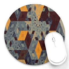 Apophysis Isometric Tessellation Orange Cube Fractal Triangle Round Mousepads by Mariart