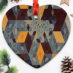 Apophysis Isometric Tessellation Orange Cube Fractal Triangle Ornament (heart)