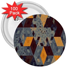 Apophysis Isometric Tessellation Orange Cube Fractal Triangle 3  Buttons (100 Pack)  by Mariart