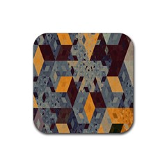 Apophysis Isometric Tessellation Orange Cube Fractal Triangle Rubber Coaster (square)  by Mariart