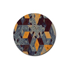 Apophysis Isometric Tessellation Orange Cube Fractal Triangle Rubber Coaster (round)  by Mariart