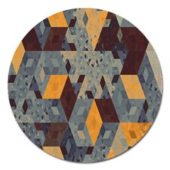 Apophysis Isometric Tessellation Orange Cube Fractal Triangle Magnet 5  (round)