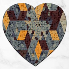 Apophysis Isometric Tessellation Orange Cube Fractal Triangle Jigsaw Puzzle (heart) by Mariart