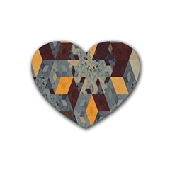 Apophysis Isometric Tessellation Orange Cube Fractal Triangle Rubber Coaster (heart)  by Mariart