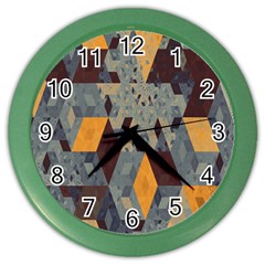 Apophysis Isometric Tessellation Orange Cube Fractal Triangle Color Wall Clocks by Mariart