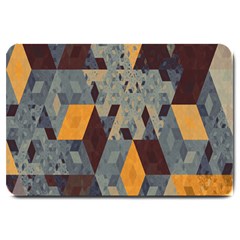 Apophysis Isometric Tessellation Orange Cube Fractal Triangle Large Doormat  by Mariart