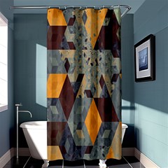 Apophysis Isometric Tessellation Orange Cube Fractal Triangle Shower Curtain 36  X 72  (stall)  by Mariart