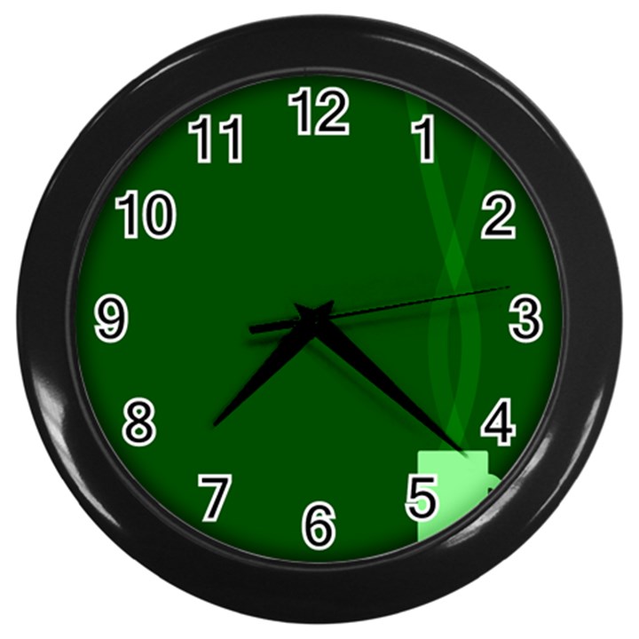 Mug Green Hot Tea Coffe Wall Clocks (Black)