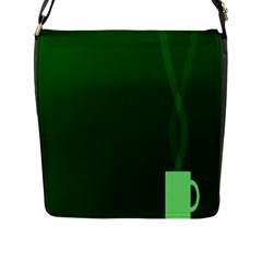 Mug Green Hot Tea Coffe Flap Messenger Bag (l)  by Mariart