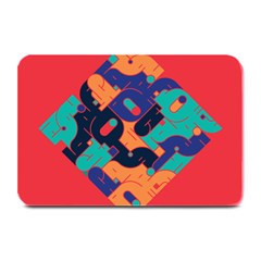 Plaid Red Sign Orange Blue Plate Mats by Mariart