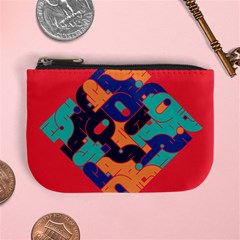 Plaid Red Sign Orange Blue Mini Coin Purses by Mariart