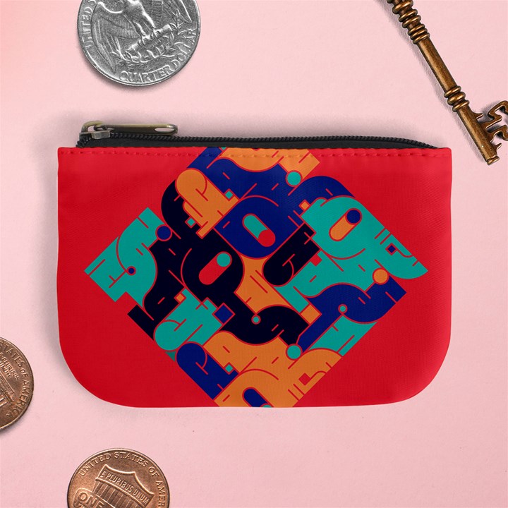 Plaid Red Sign Orange Blue Mini Coin Purses