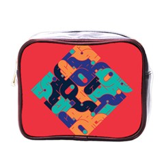 Plaid Red Sign Orange Blue Mini Toiletries Bags by Mariart