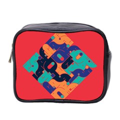 Plaid Red Sign Orange Blue Mini Toiletries Bag 2-side by Mariart