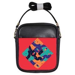 Plaid Red Sign Orange Blue Girls Sling Bags by Mariart