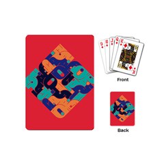 Plaid Red Sign Orange Blue Playing Cards (mini)  by Mariart