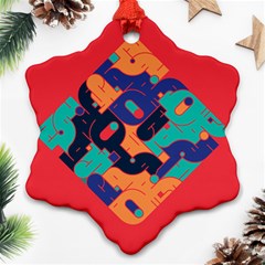 Plaid Red Sign Orange Blue Ornament (snowflake) by Mariart