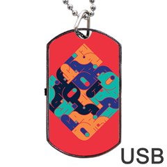 Plaid Red Sign Orange Blue Dog Tag Usb Flash (one Side) by Mariart