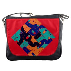 Plaid Red Sign Orange Blue Messenger Bags by Mariart