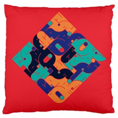 Plaid Red Sign Orange Blue Large Cushion Case (one Side) by Mariart