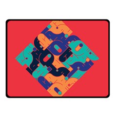 Plaid Red Sign Orange Blue Double Sided Fleece Blanket (small)  by Mariart