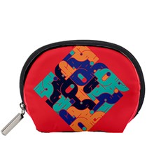 Plaid Red Sign Orange Blue Accessory Pouches (small)  by Mariart